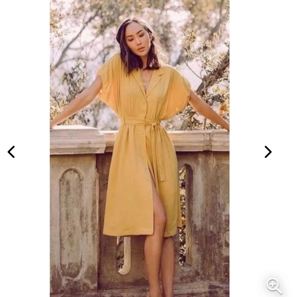 JOA x Chriselle Lim | Trench Midi Dress in Mustard Yellow | Small